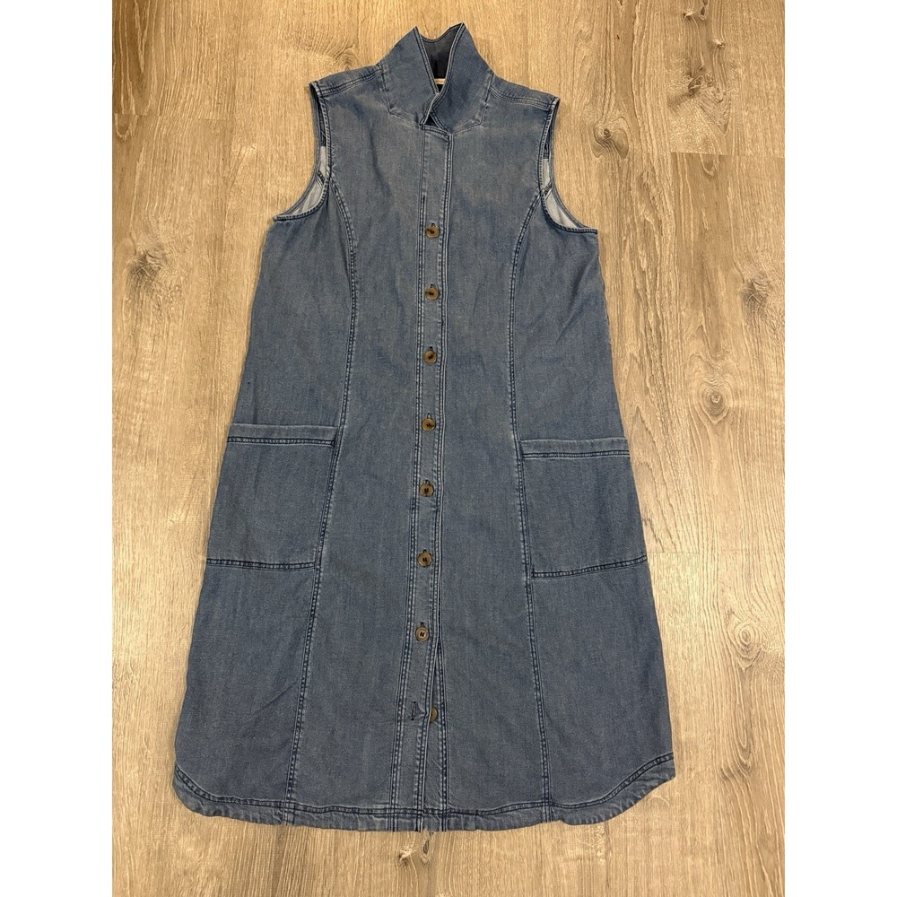 Soft Surroundings Dress Womens M Medium Denim High Point Sleeveless Button Up